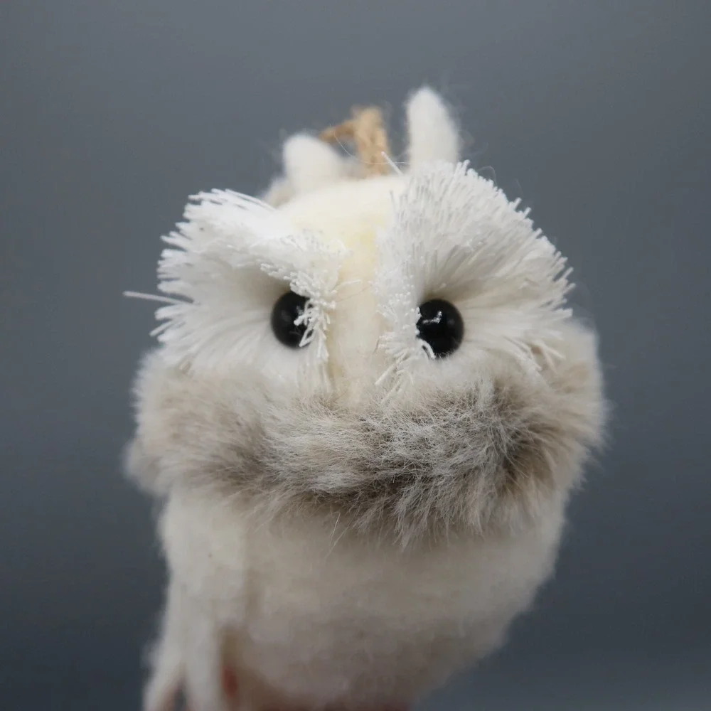 2 Target Wondershop Christmas Ornament Snow Owl Realistic Faux Fur lot